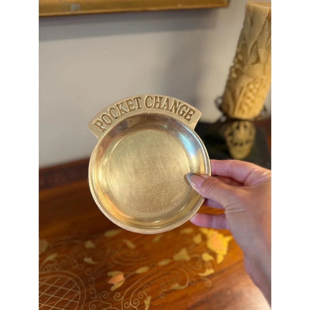 Vintage Brass Pocket Change Tray